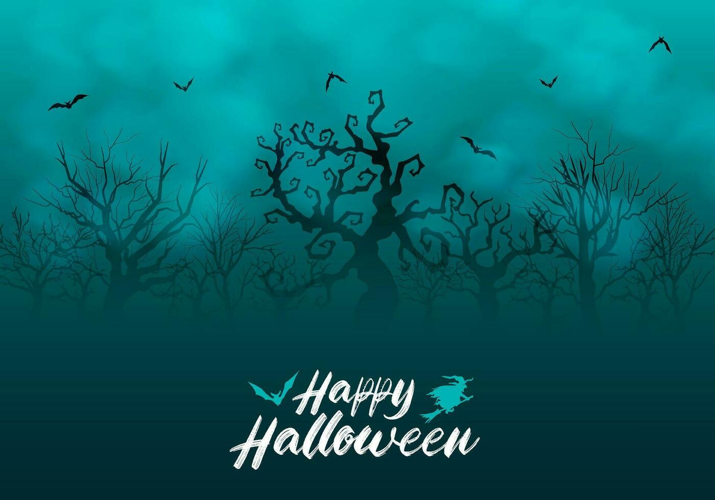 content Halloween effrayant Contexte avec mort arbre forêt et en volant chauves-souris vecteur