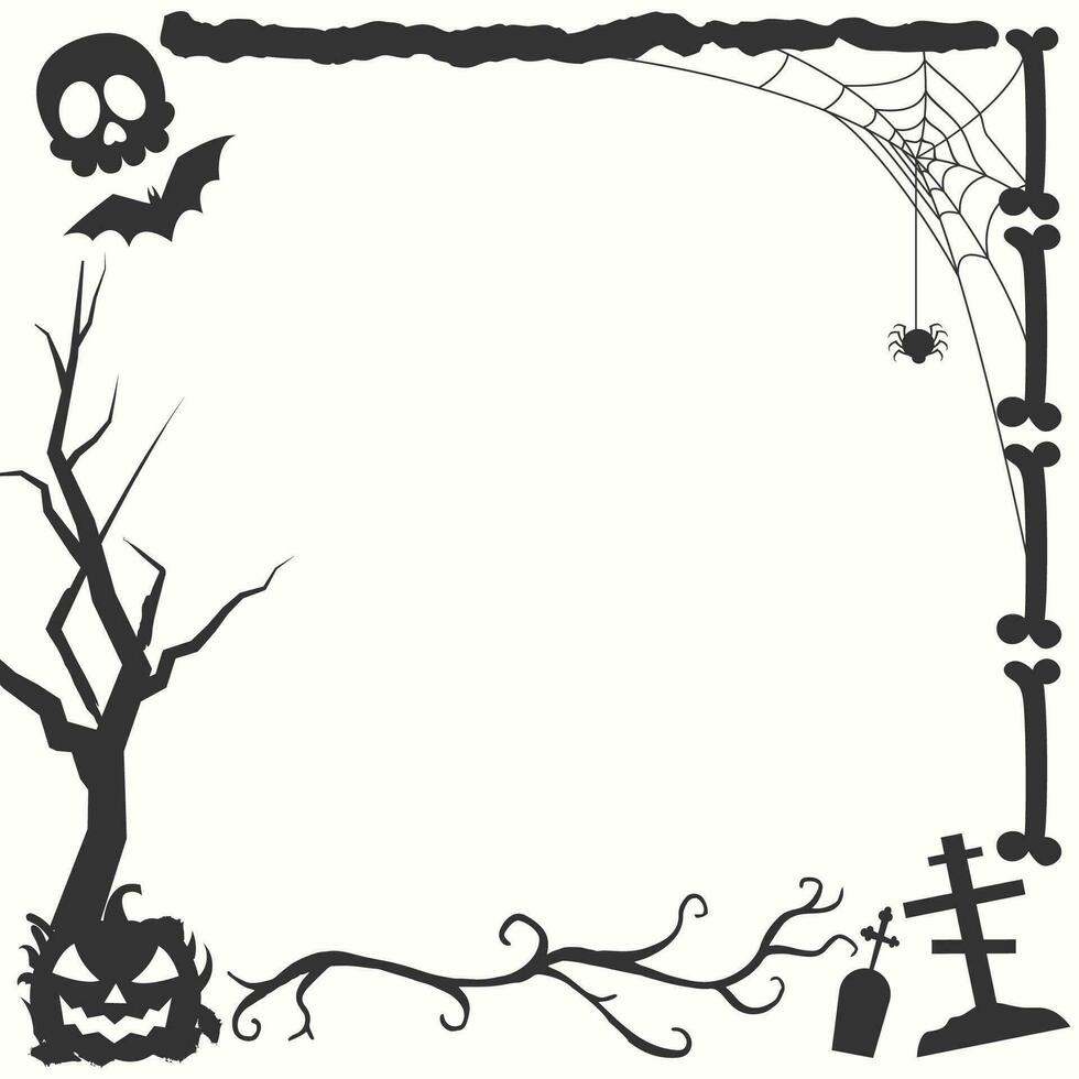 Halloween Cadre frontière silhouette avec Halloween éléments vecteur
