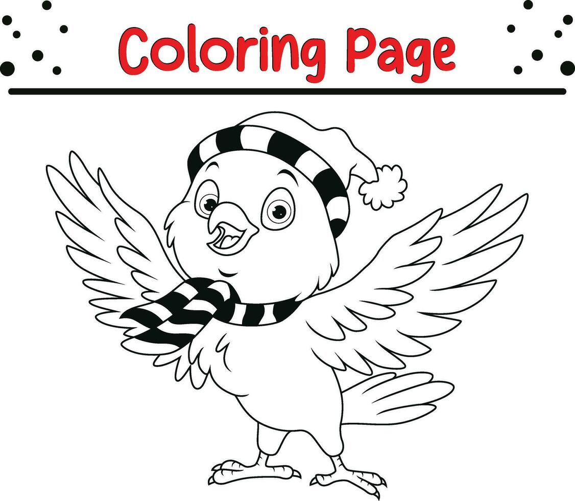 Noël oiseau coloration page pour les enfants vecteur