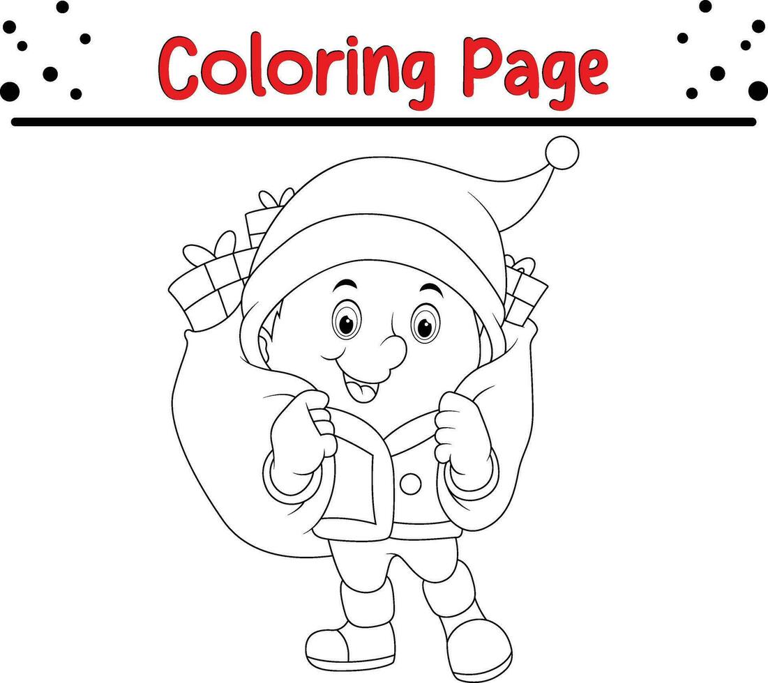 content Noël peu des gamins coloration page. hiver coloration livre pour les enfants vecteur