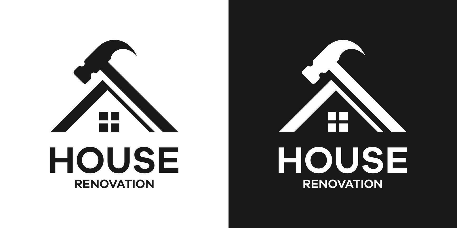 marteau et maison logo conception rénovation vecteur illustration
