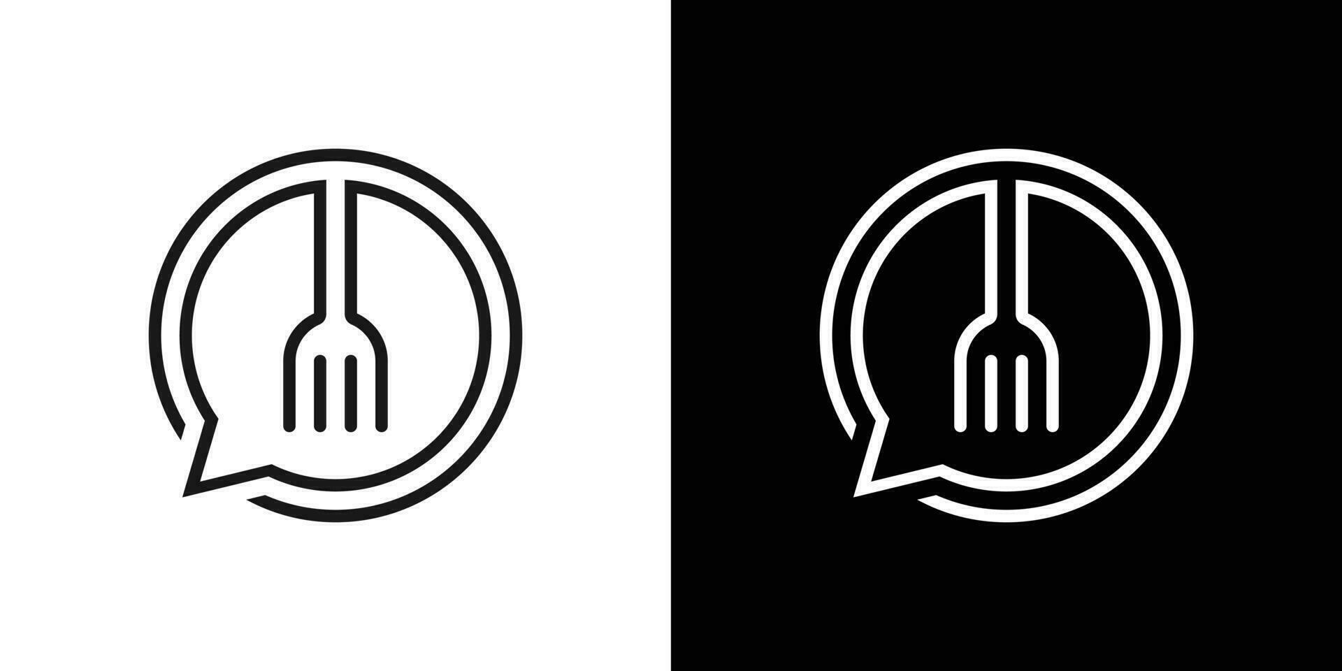 chaud air ballon et cuillère fourchette logo conception ligne icône vecteur illustration