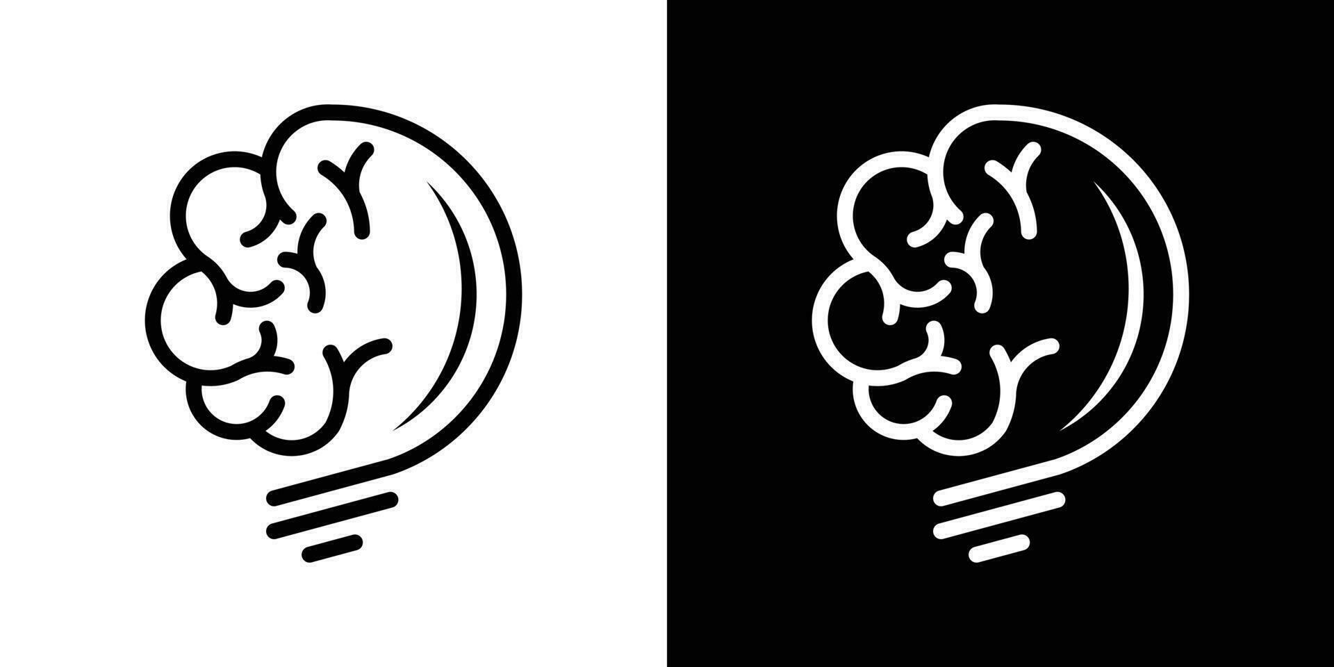 cerveau et lumière ampoule logo ligne logo icône vecteur illustration