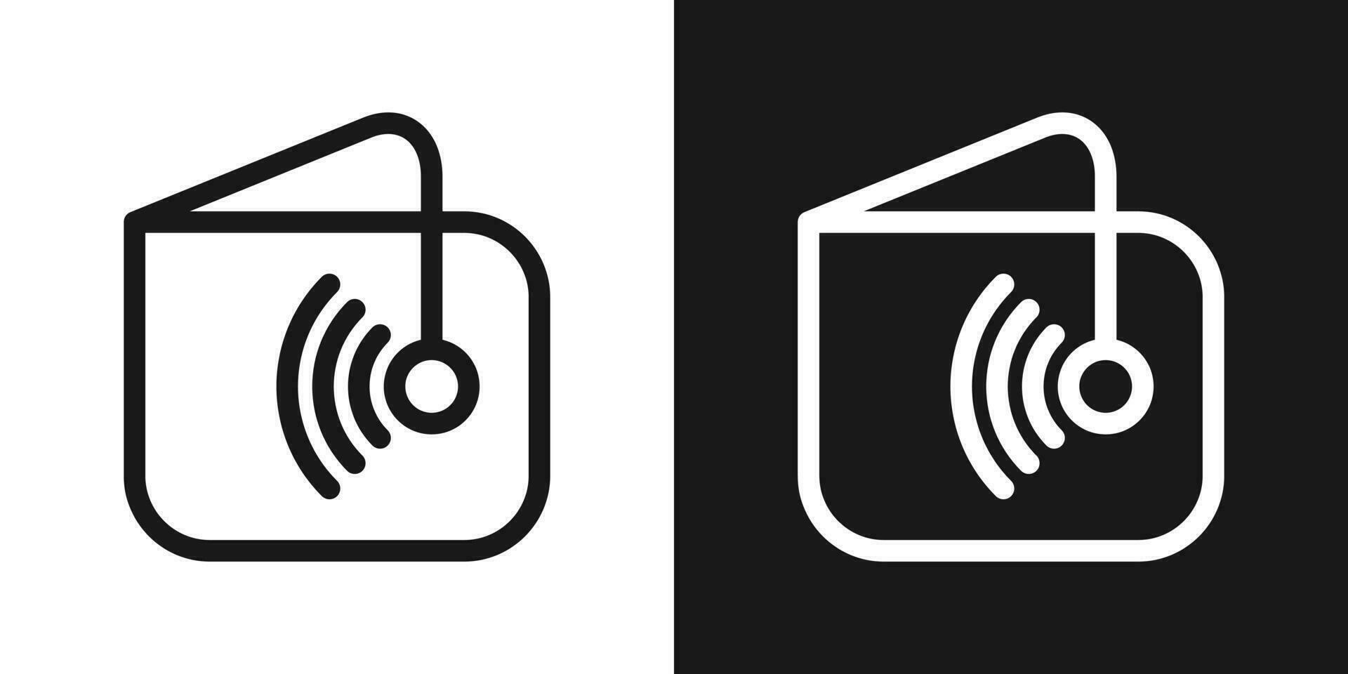 portefeuille et signal sans fil conception logo ligne icône vecteur illustration