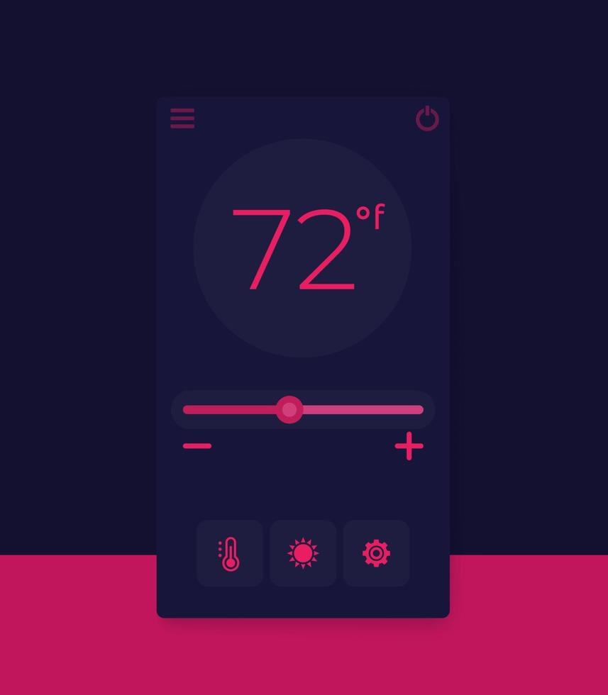 application de thermostat, conception d'interface utilisateur mobile vecteur