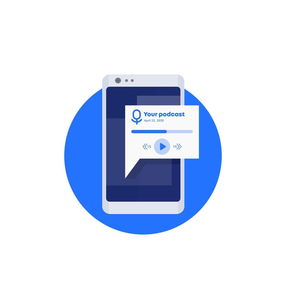 application de podcast dans l'icône de vecteur de téléphone
