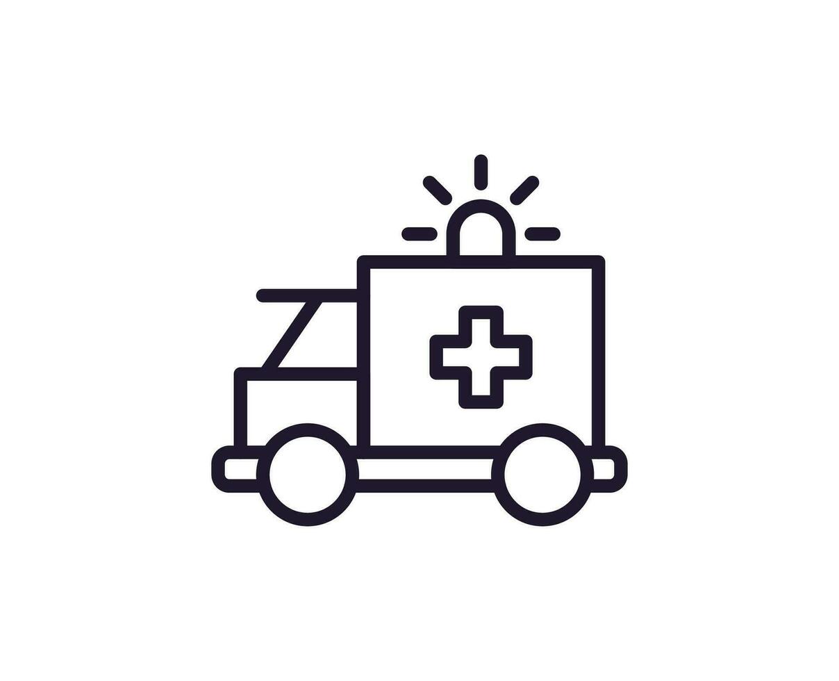 soins de santé concept. vecteur signe tiré dans ligne style pour la toile des sites, interface utilisateur, applications, magasins, magasins, Annonces. modifiable accident vasculaire cérébral. vecteur ligne icône de ambulance voiture