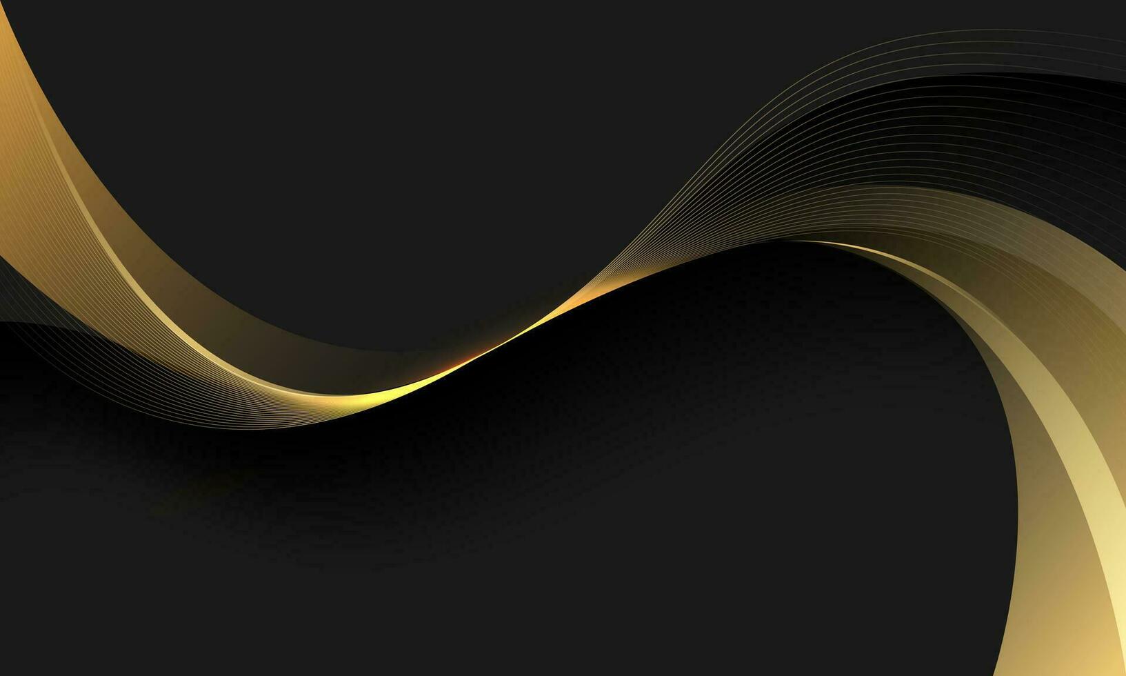 abstrait or courbe vague sur gris métallique avec noir Vide espace conception moderne luxe futuriste Créatif Contexte vecteur