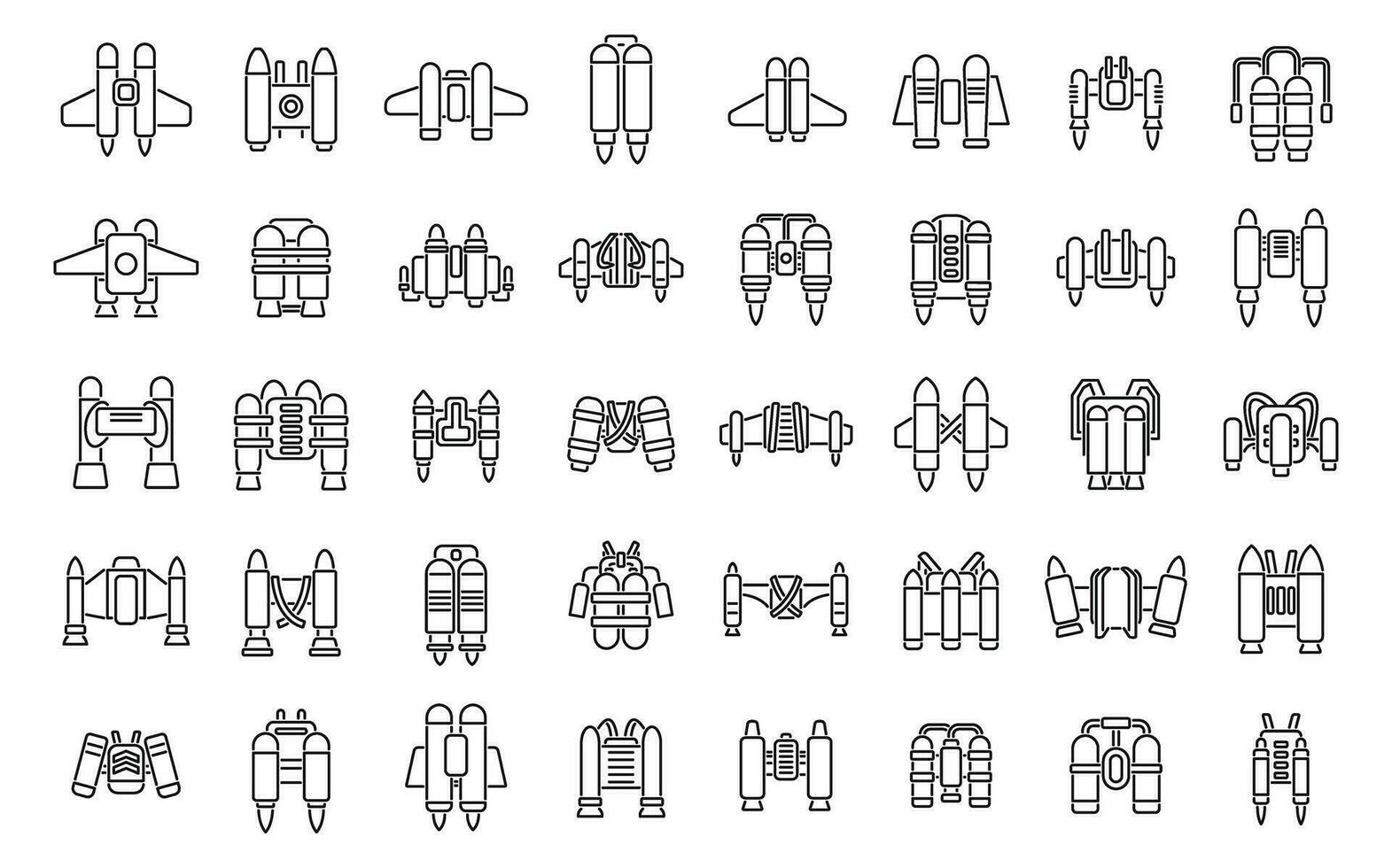 jetpack Icônes ensemble contour vecteur. enfant mouche vecteur