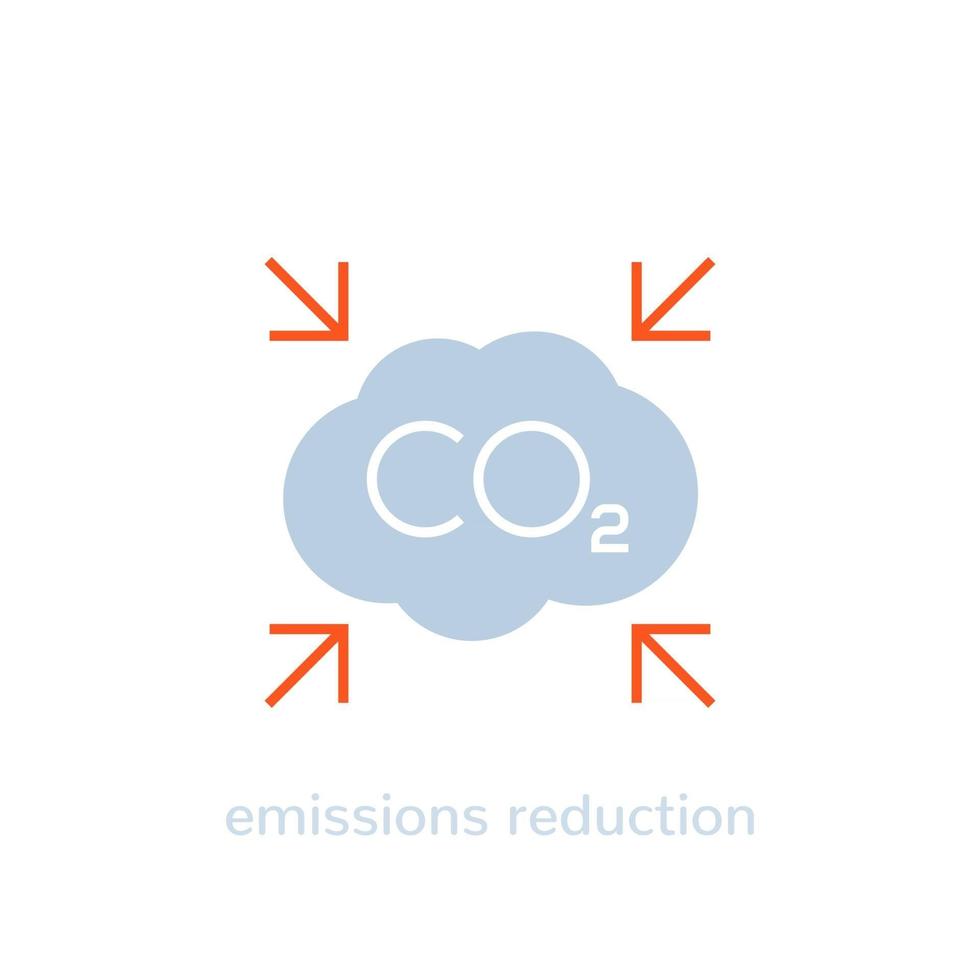 co2, icône de vecteur de réduction des émissions sur blanc