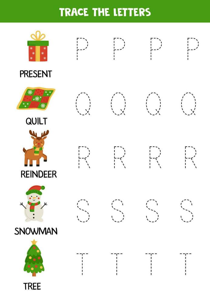 tracé des lettres de Noël alphabet. l'écriture entraine toi. vecteur