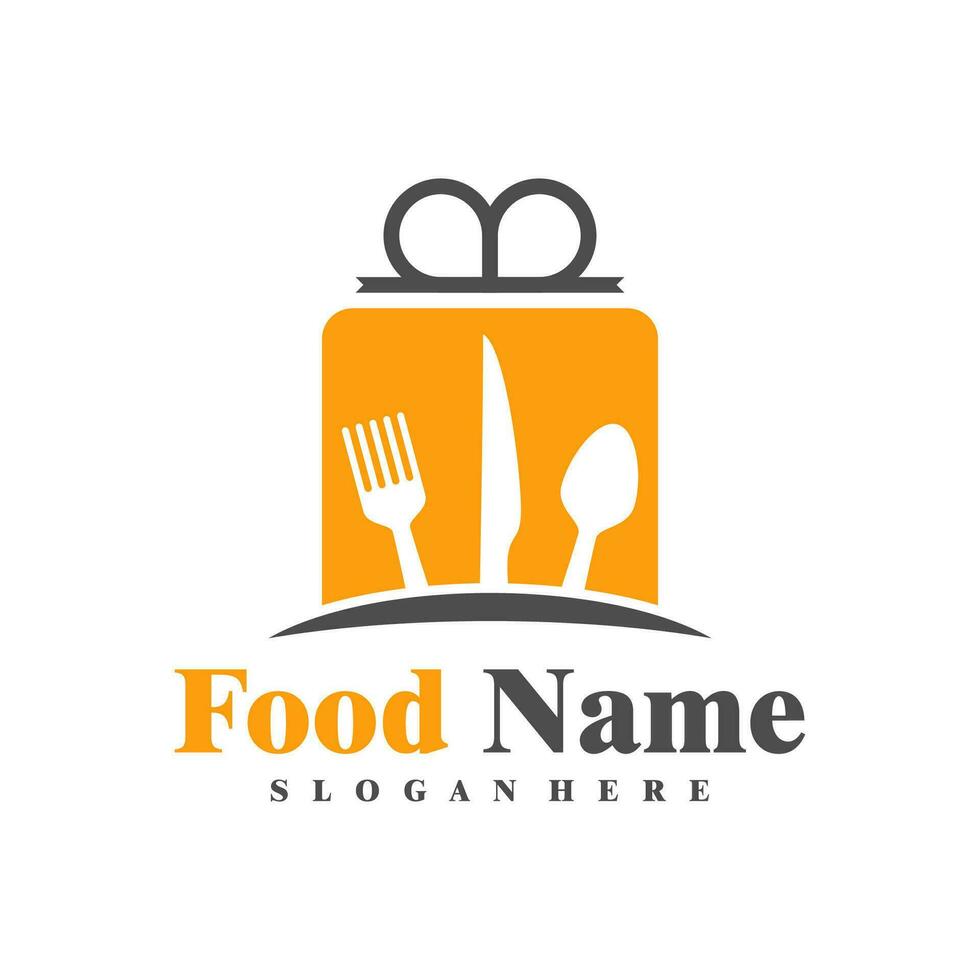 nourriture cadeau logo conception vecteur. cadeau nourriture logo conception modèle illustration vecteur