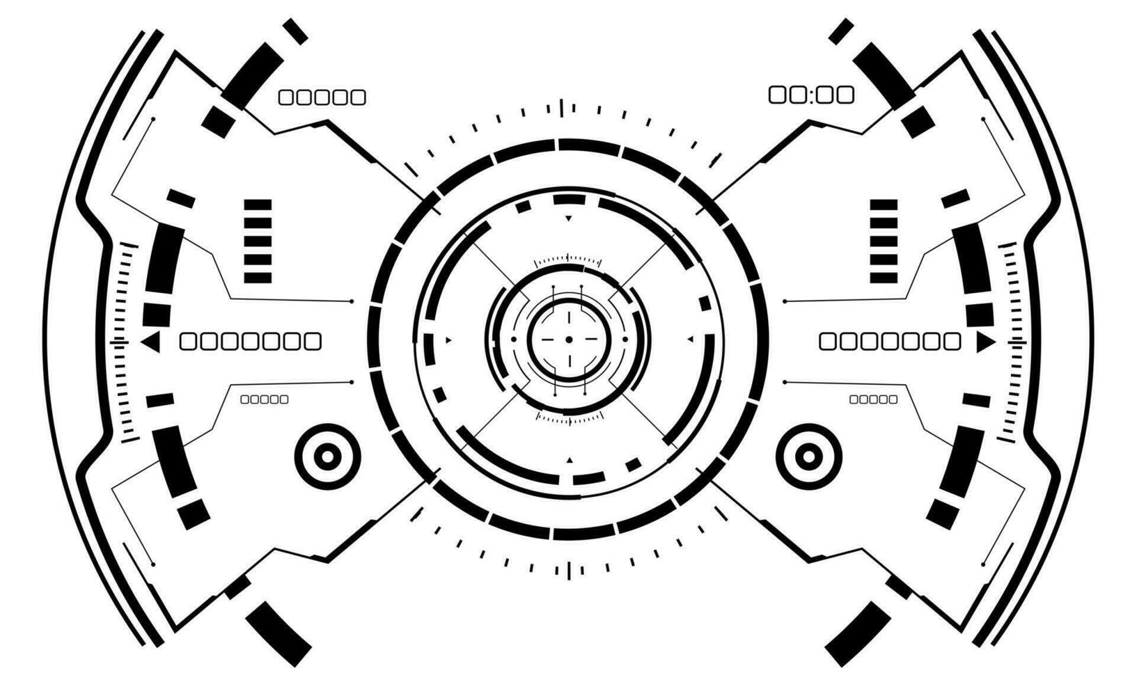 hud science-fiction interface écran vue noir géométrique sur blanc conception virtuel réalité futuriste La technologie Créatif afficher vecteur