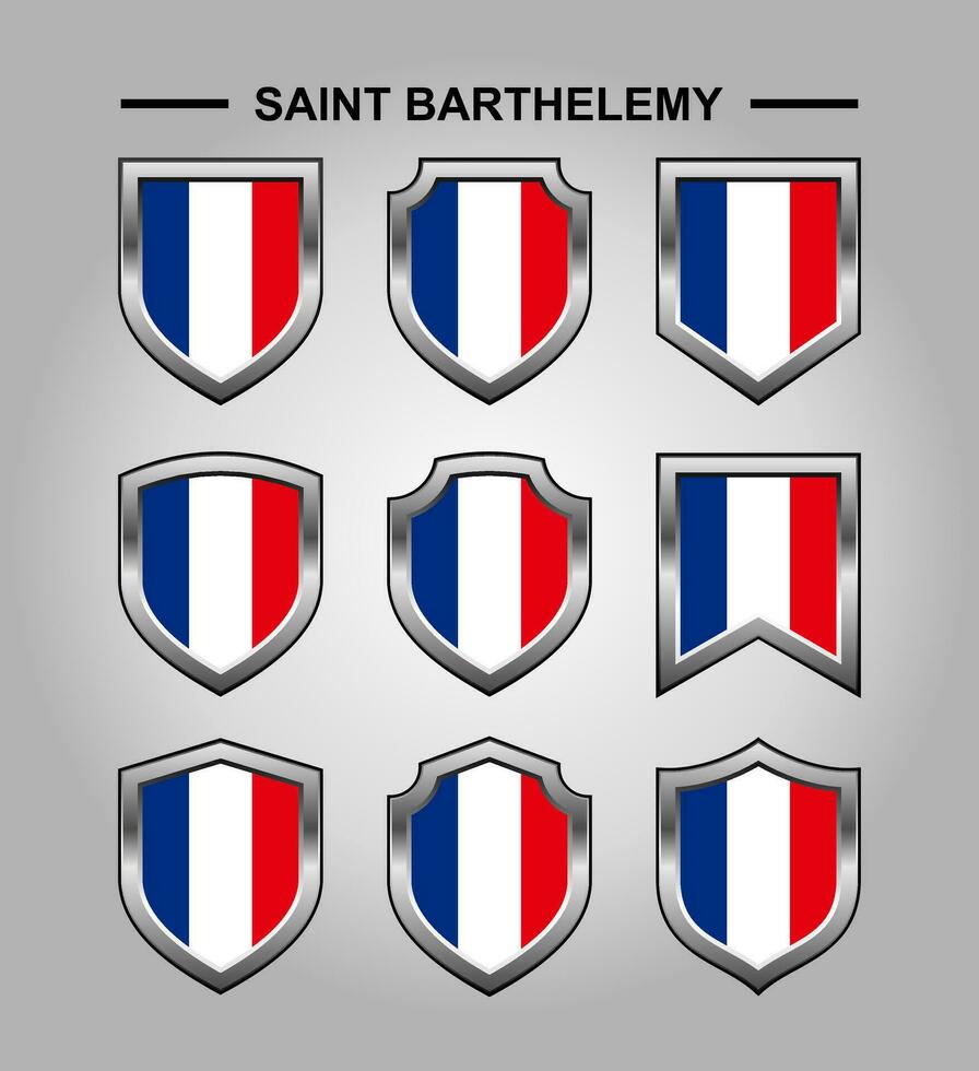 Saint barthélémy nationale emblèmes drapeau avec luxe bouclier vecteur