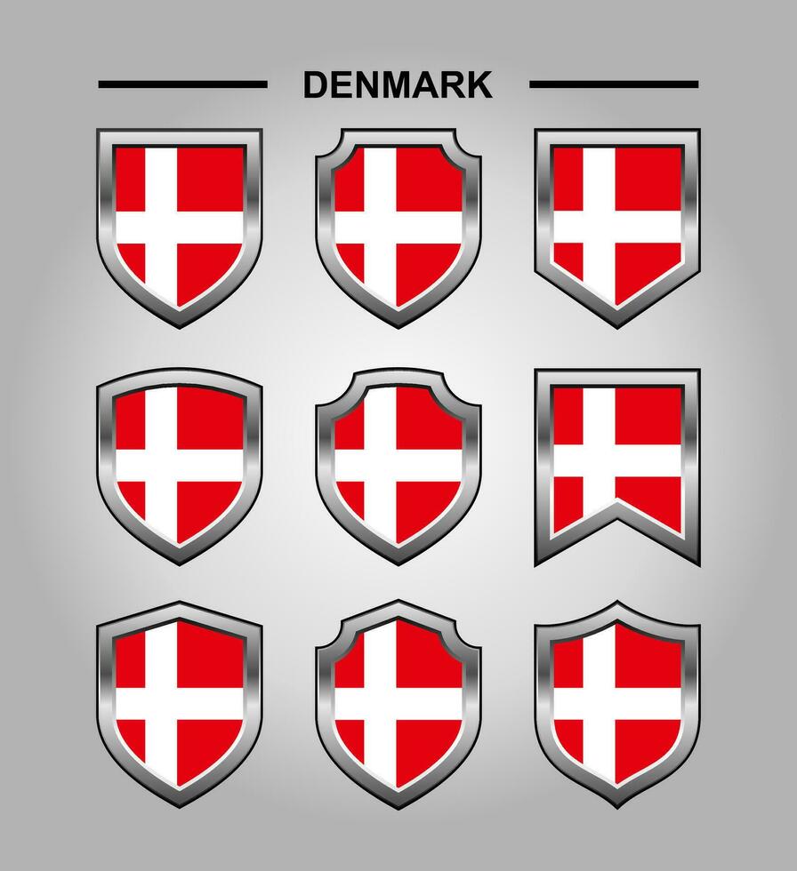 Danemark nationale emblèmes drapeau avec luxe bouclier vecteur