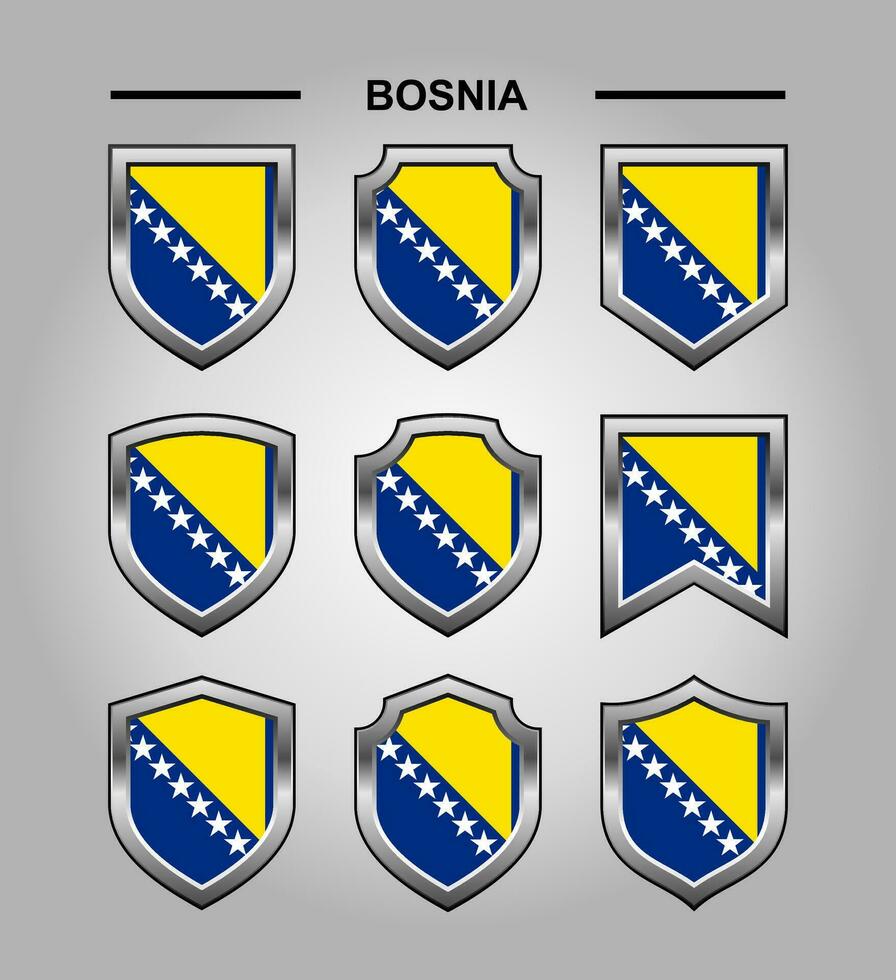Bosnie nationale emblèmes drapeau avec luxe bouclier vecteur