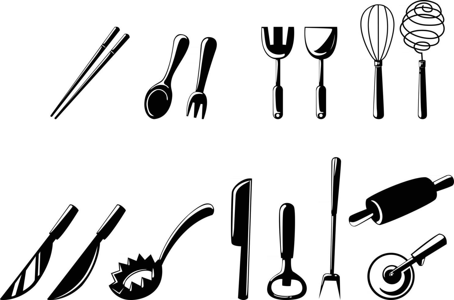 illustration de l'ensemble d'outils de cuisine isolé vecteur