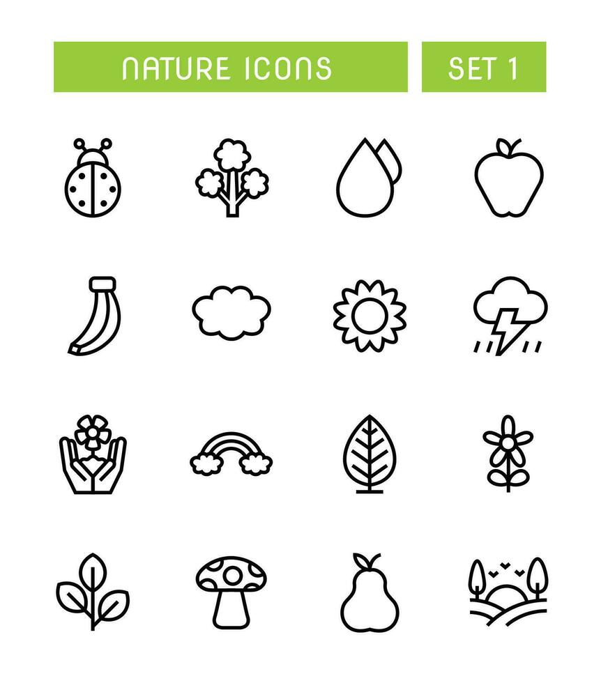 ensemble de la nature et environnement Icônes vecteur