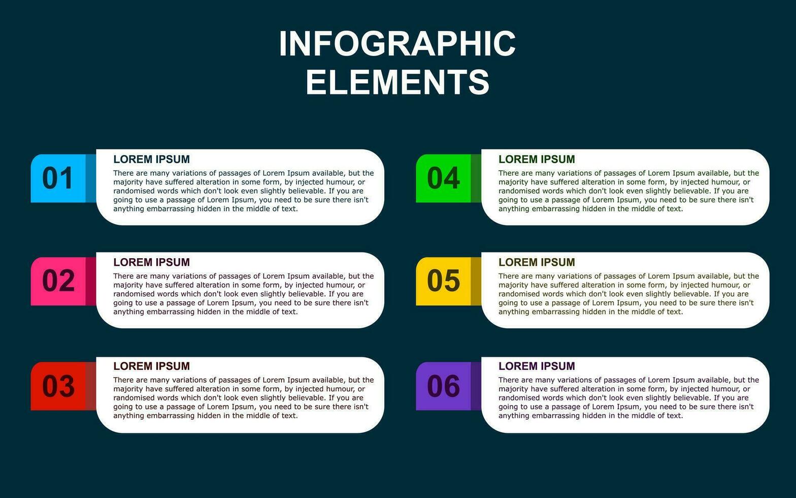 infographie modèle conception avec 6 pas. infographie conception pour présentations, bannières, infographies et affiches vecteur