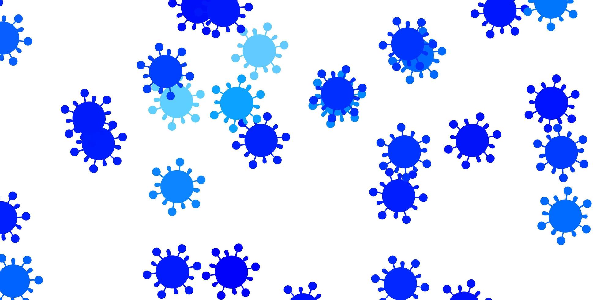 toile de fond de vecteur bleu clair avec des symboles de virus.