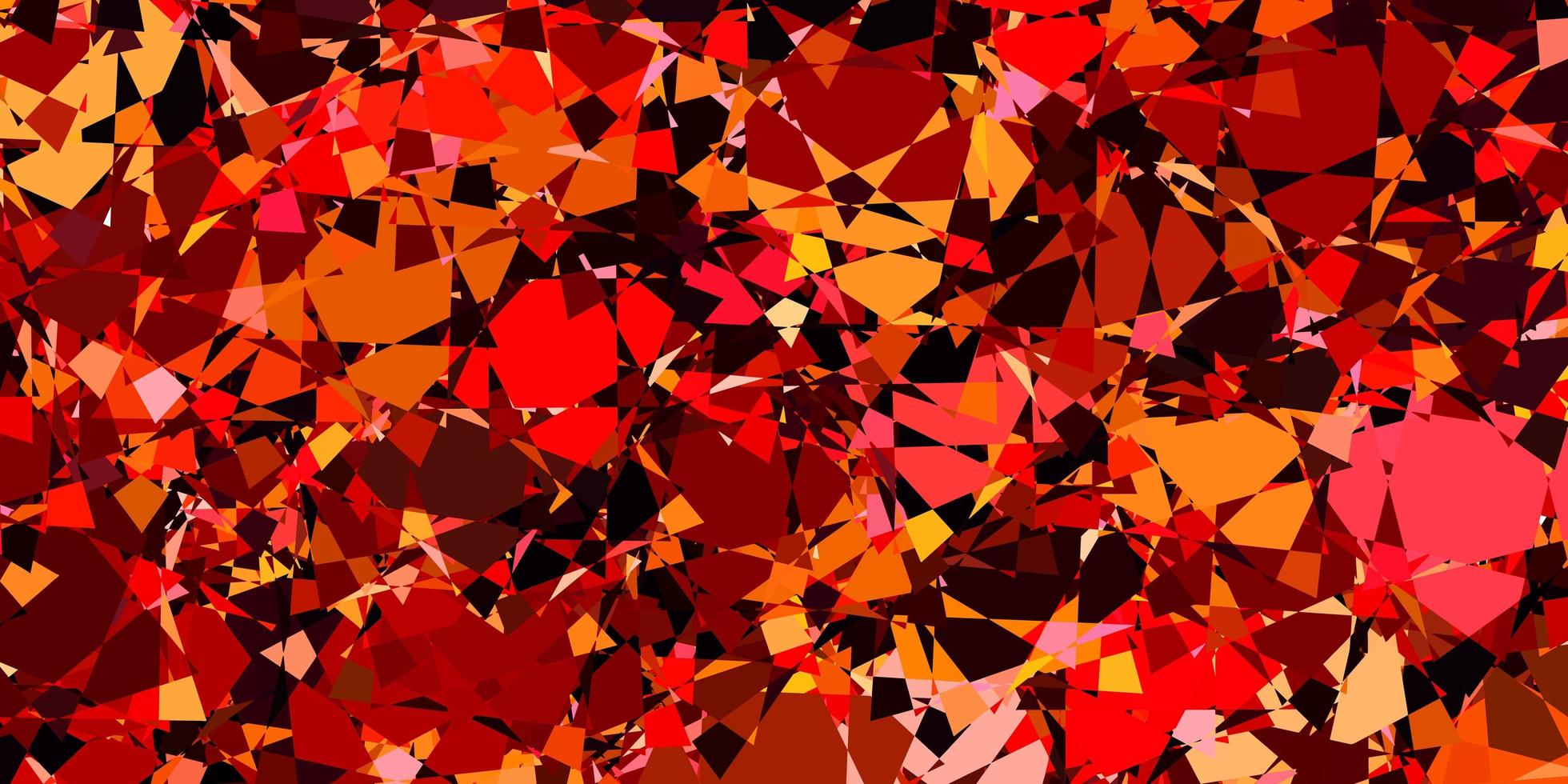 texture vectorielle rouge foncé et jaune avec des triangles aléatoires. vecteur