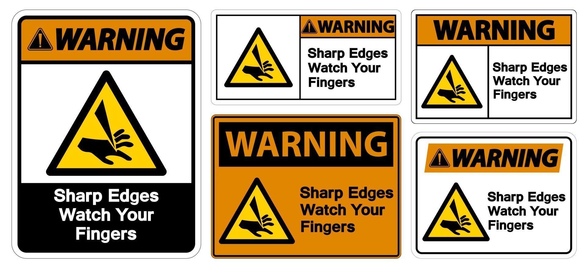 avertissement bords tranchants surveillez vos doigts vecteur