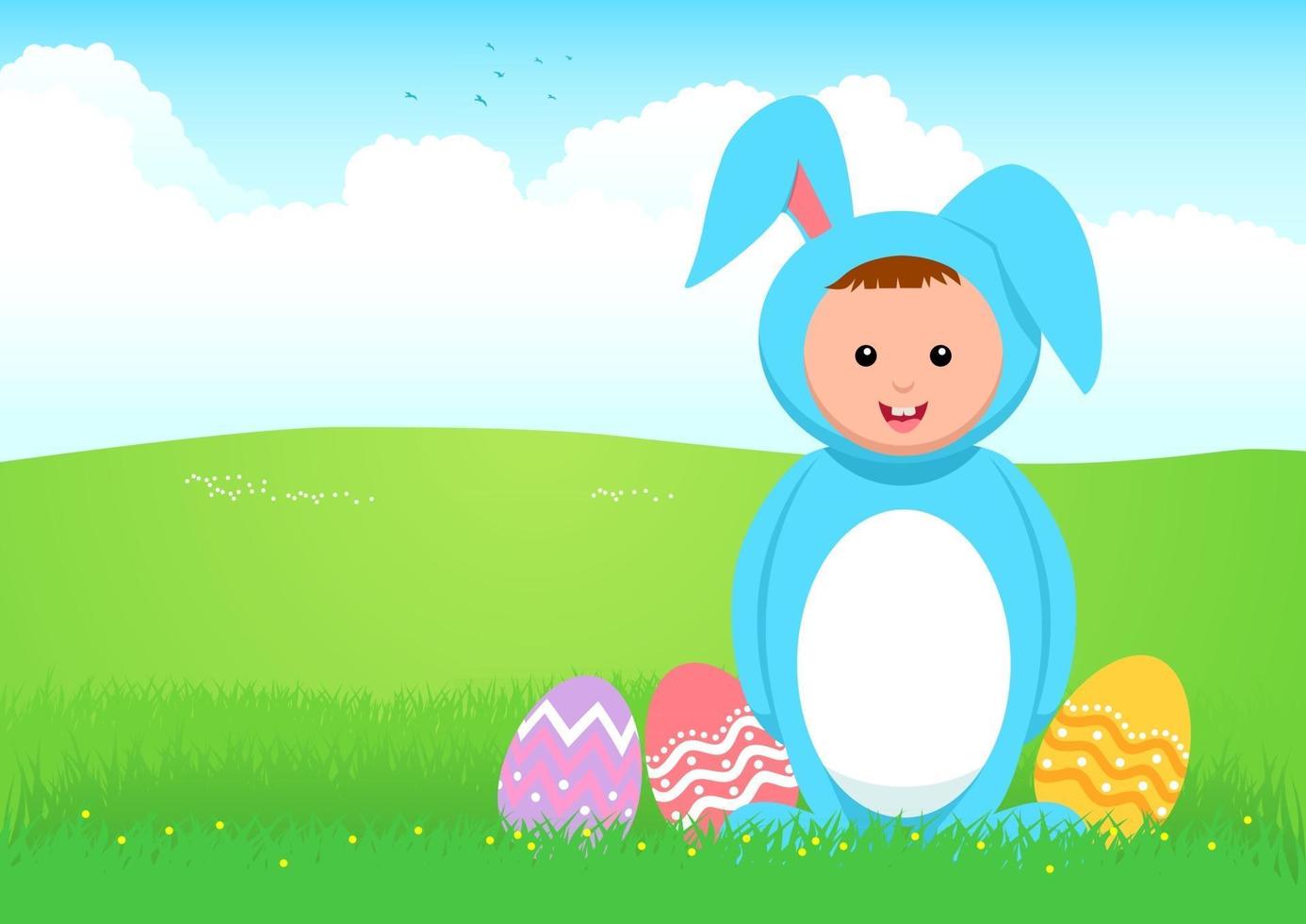 illustration de dessin animé d'un enfant en costume de lapin vecteur