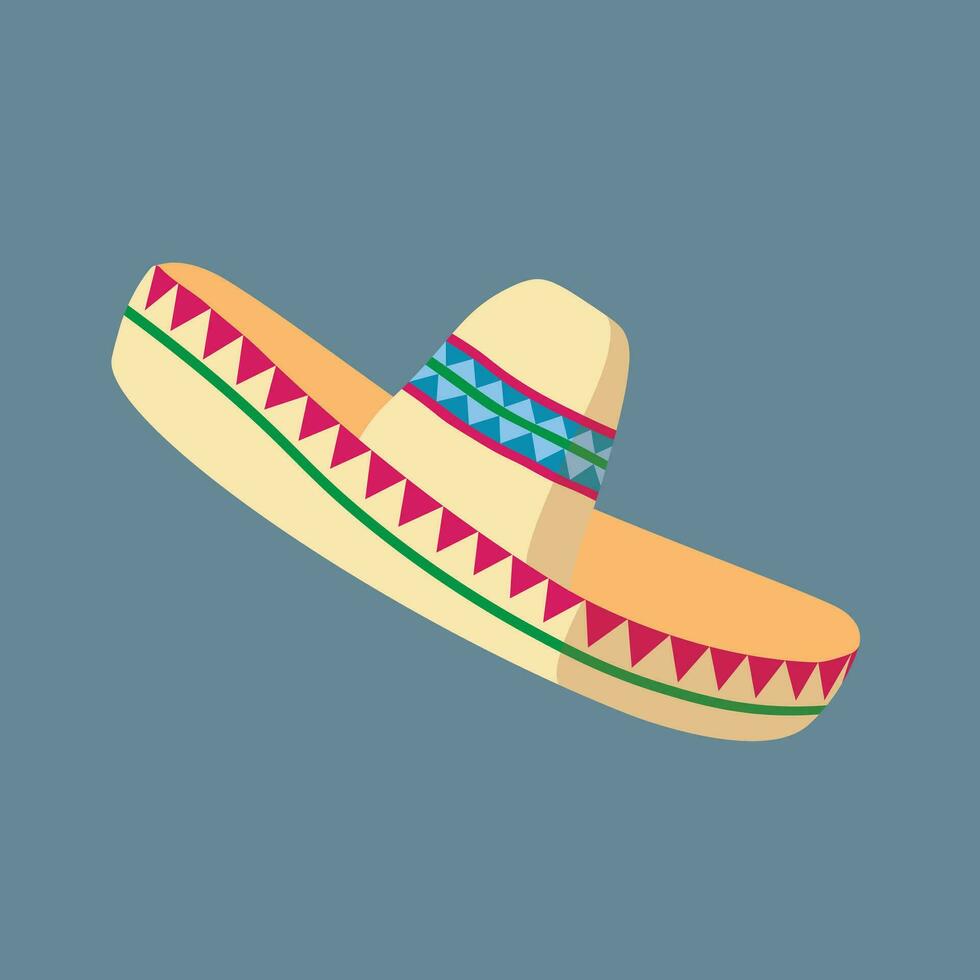 mexicain Pour des hommes chapeau sombrero plat vecteur dans dessin animé style. dia de los morts. journée de le mort concept. mexicain traditionnel culture.