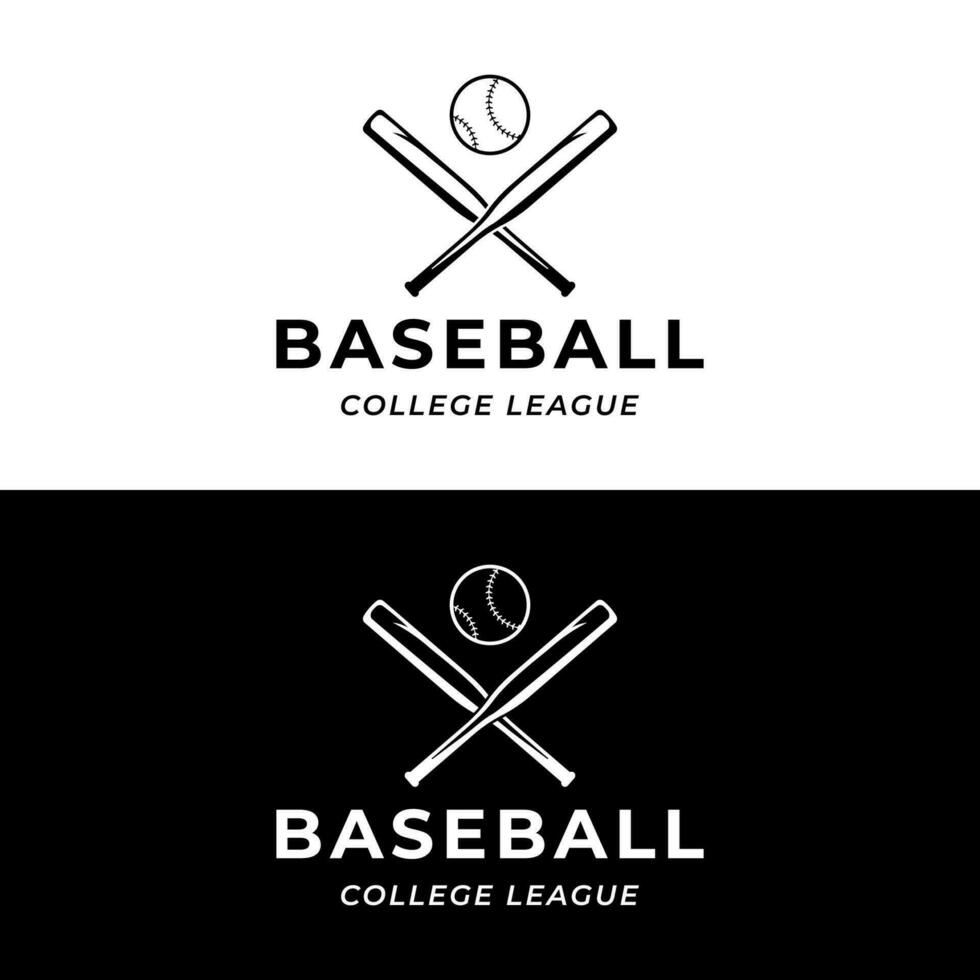 rétro ancien base-ball logo conception avec base-ball Balle et bâton concept. logo pour tournois, Étiquettes, des sports, championnats. vecteur