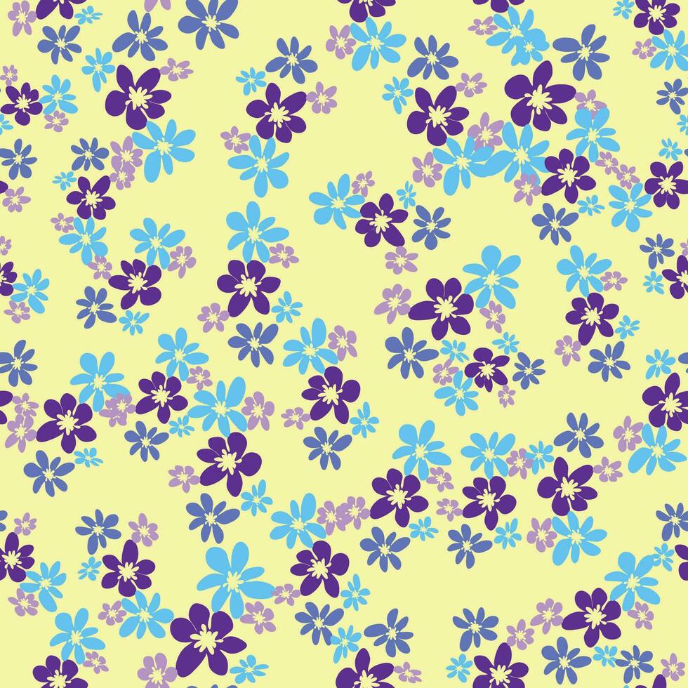 floral sans couture modèle avec titien, lavande, bleu, violet camomille fleur et feuilles sur pastel Contexte vecteur