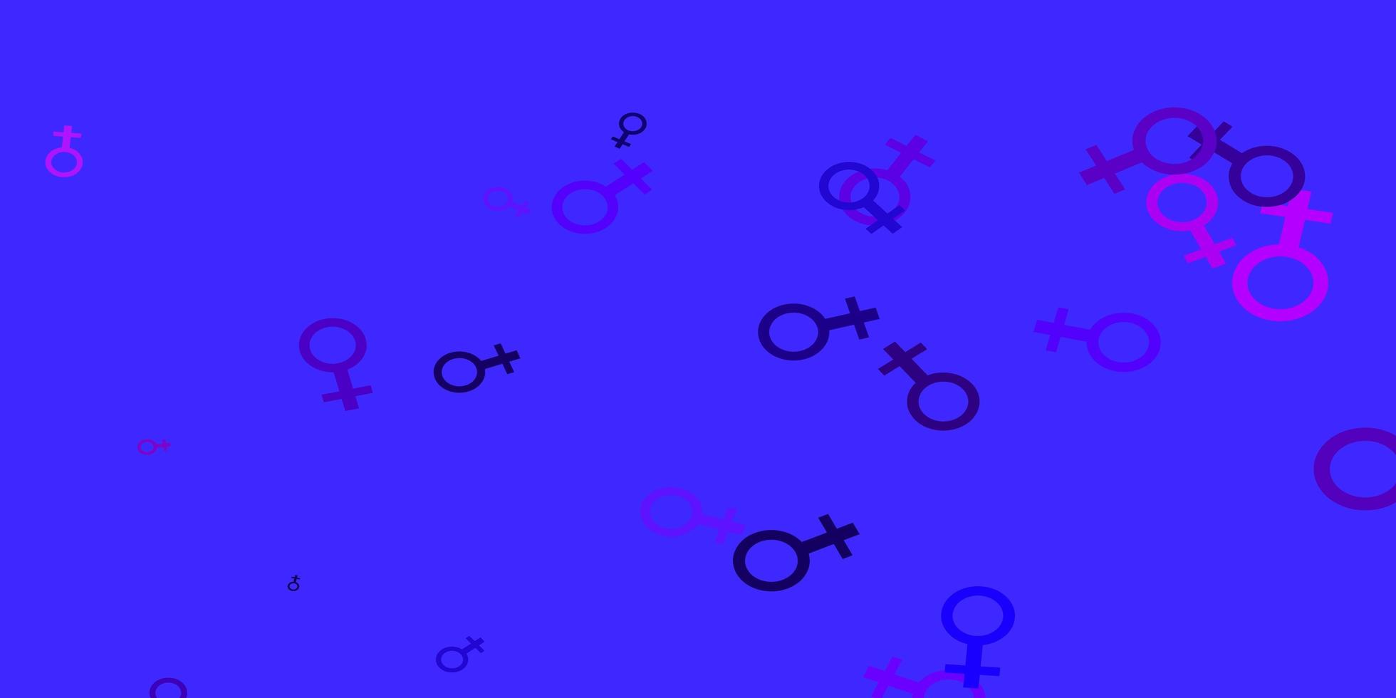 texture vectorielle violet clair et rose avec des symboles des droits des femmes. vecteur