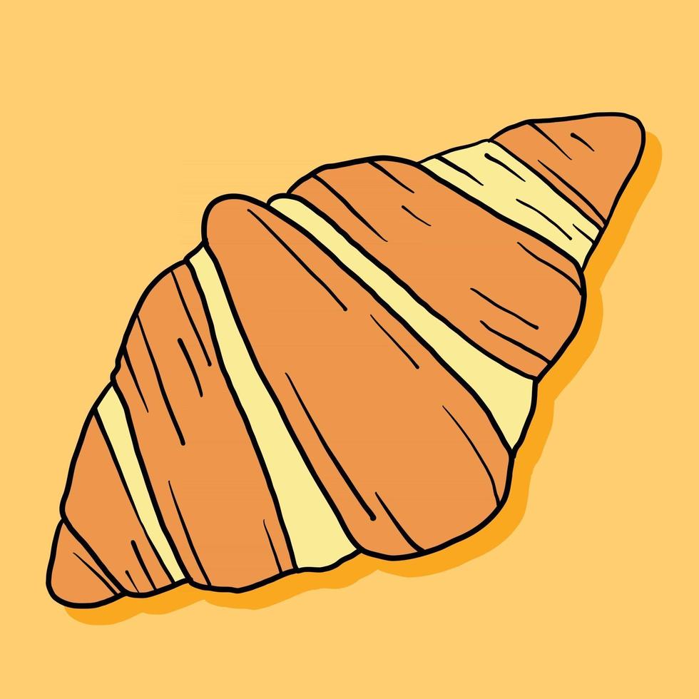 doodle croquis à main levée dessin de pain croissant. vecteur