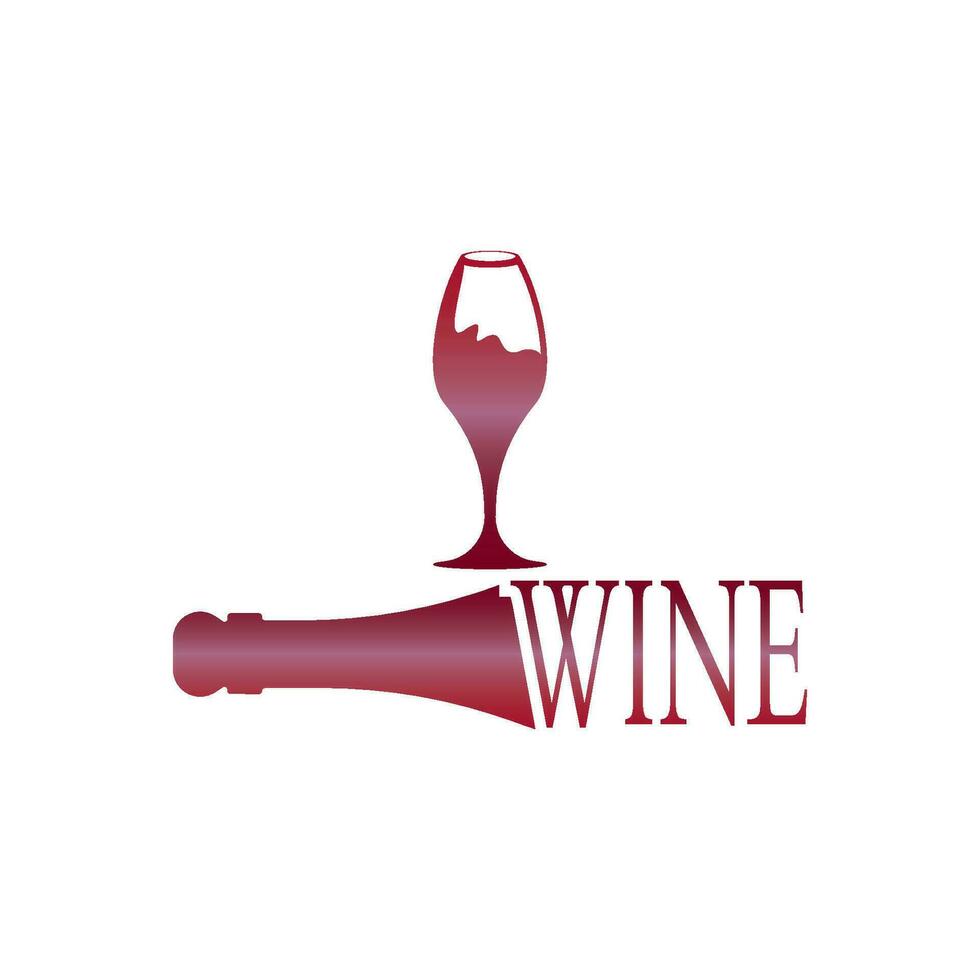 bouteille de vin et logo en verre vecteur