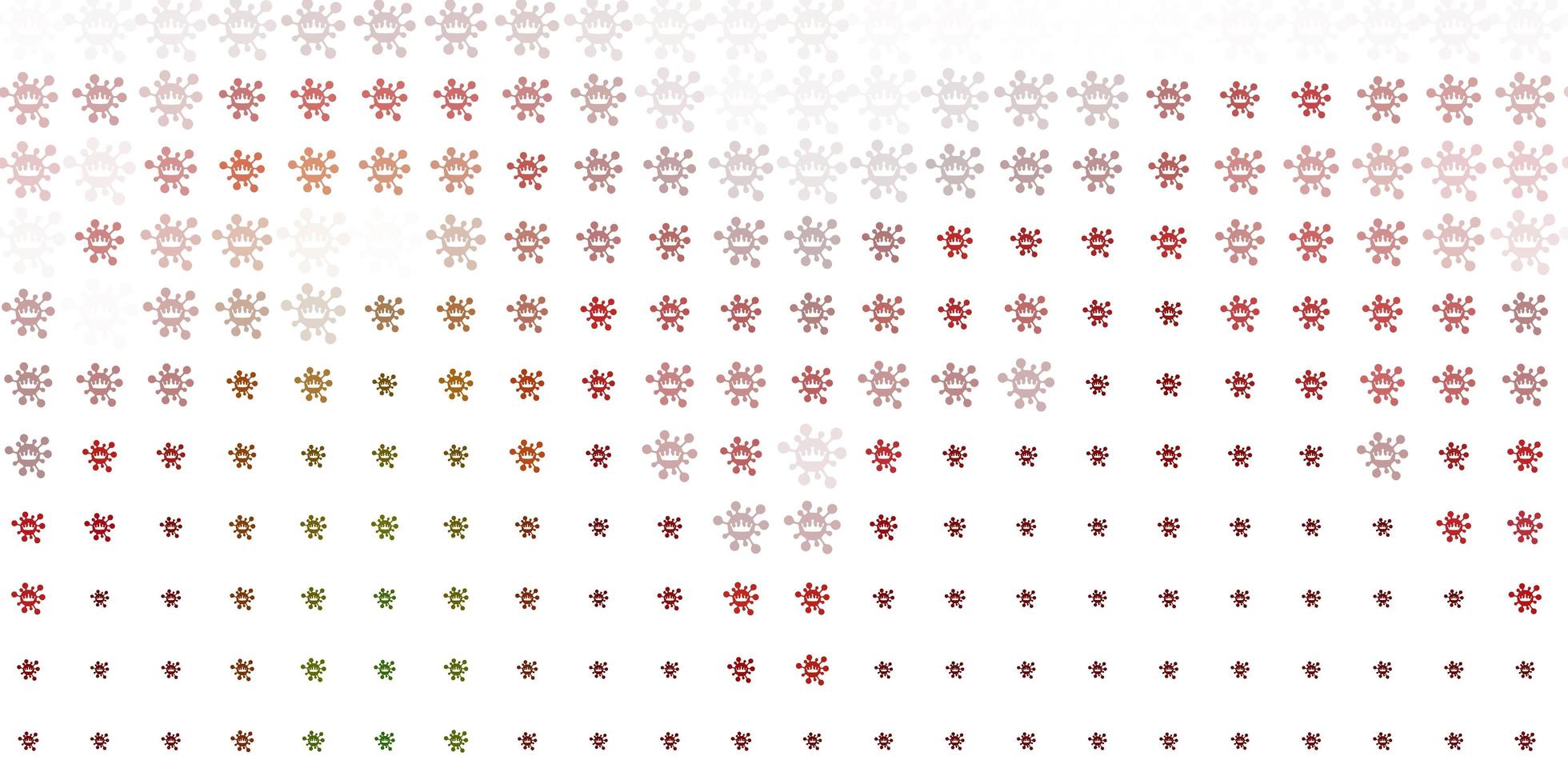 modèle vectoriel vert clair et rouge avec des éléments de coronavirus.