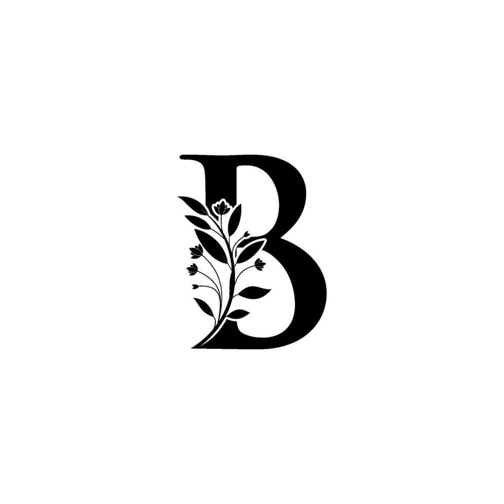 floral lettre b logo icône, luxe alphabet Police de caractère initiale conception isolé vecteur