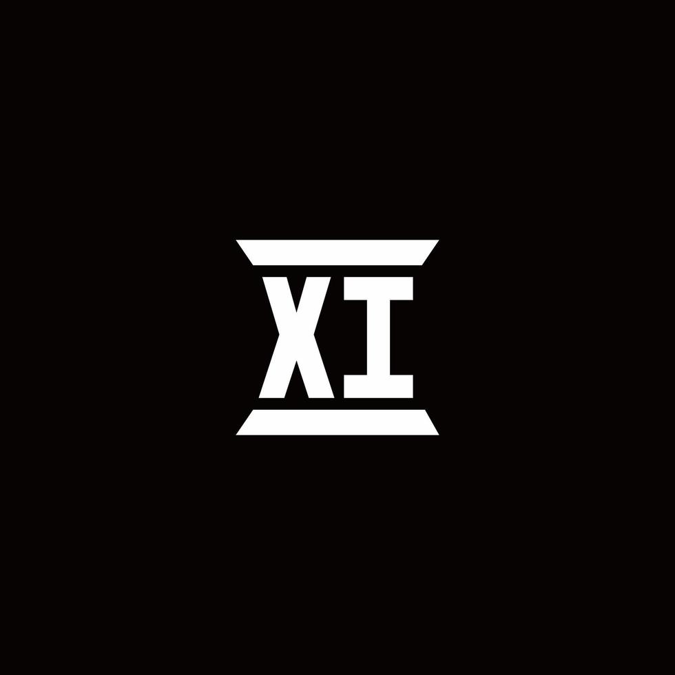 monogramme du logo xi avec modèle de conception de forme de pilier vecteur