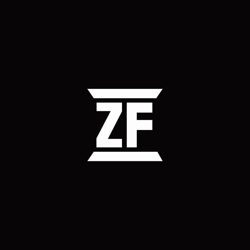 monogramme du logo zf avec modèle de conception de forme de pilier vecteur