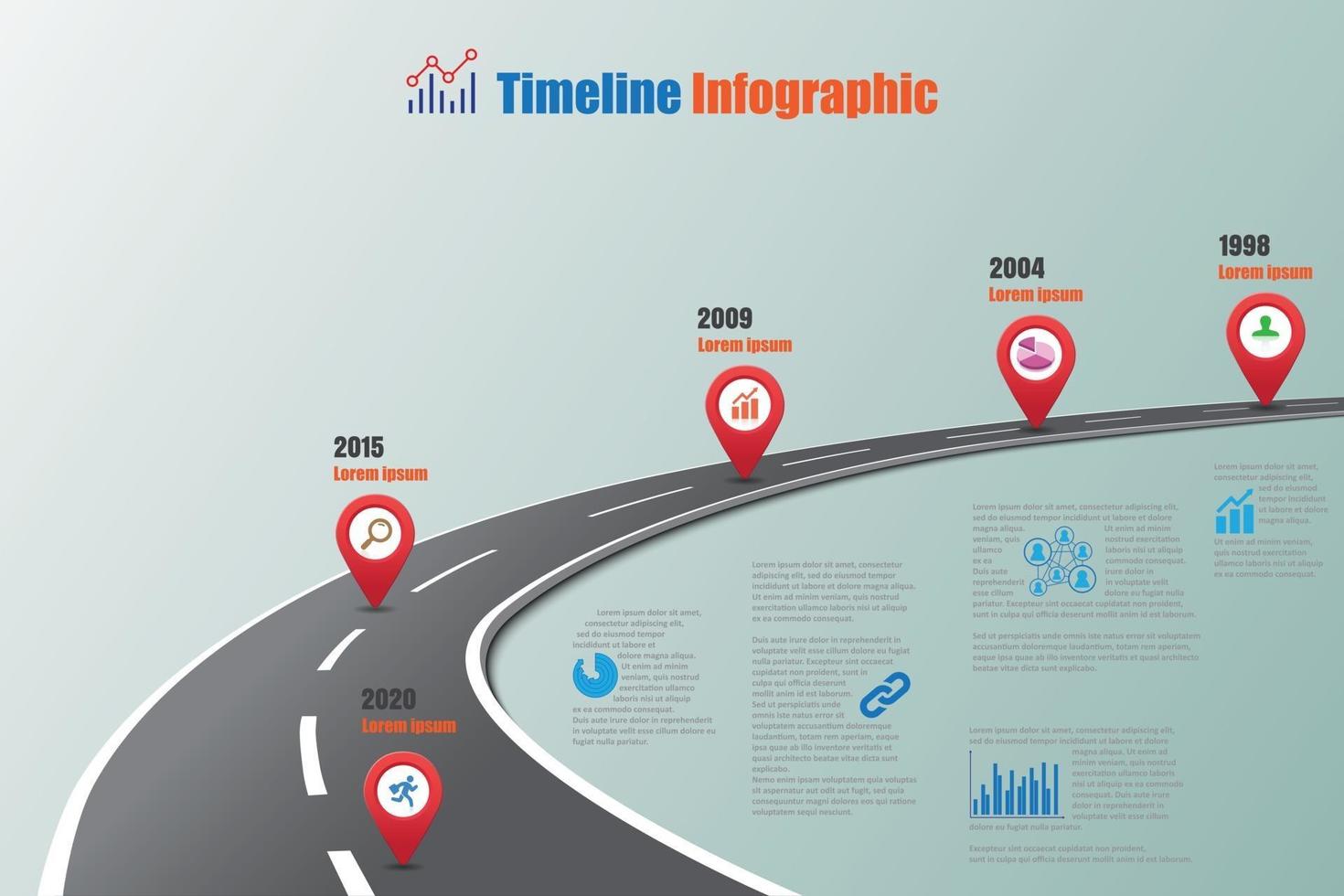 Feuille de route d'entreprise chronologie modèle infographique illustration vectorielle vecteur