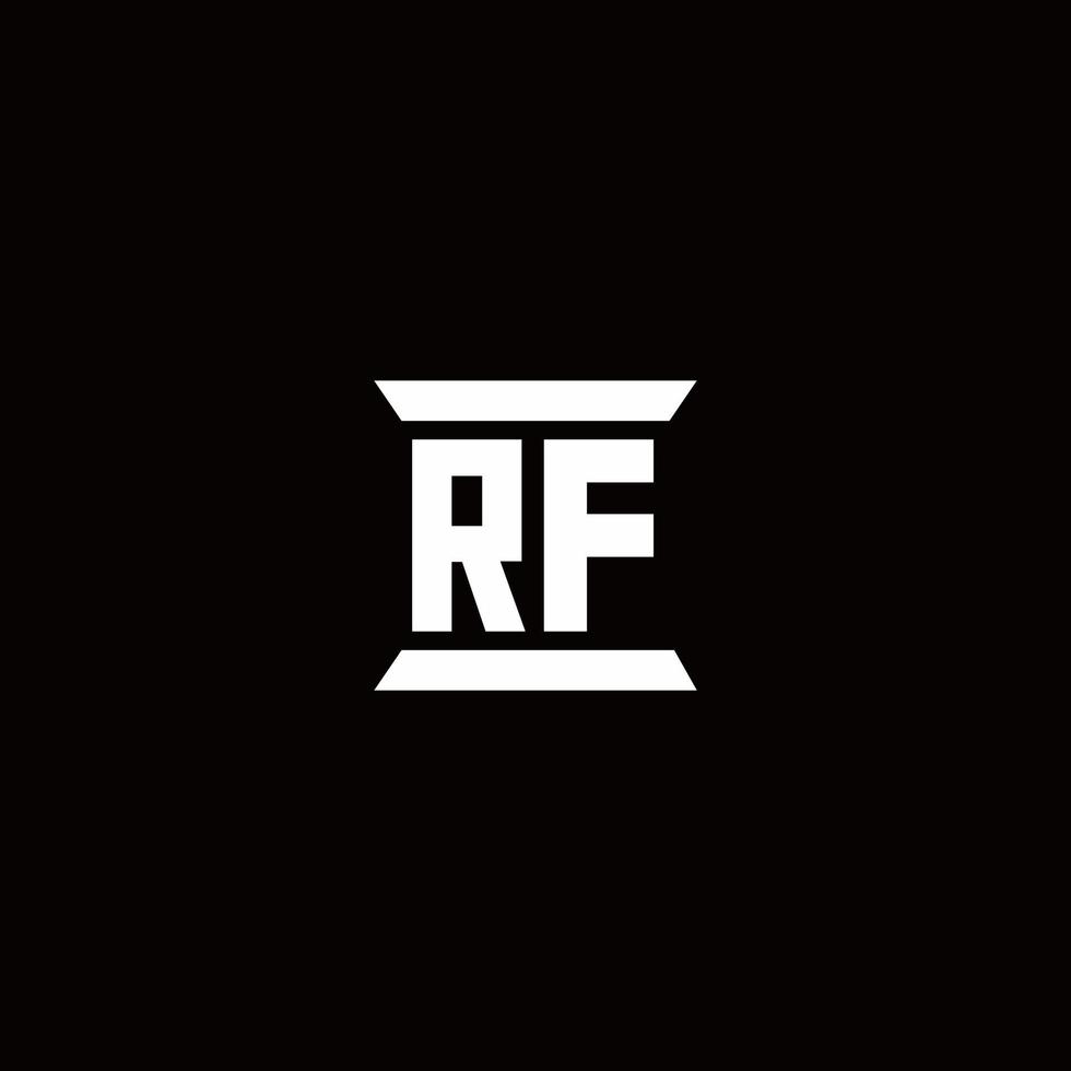 monogramme de logo rf avec modèle de conception de forme de pilier vecteur