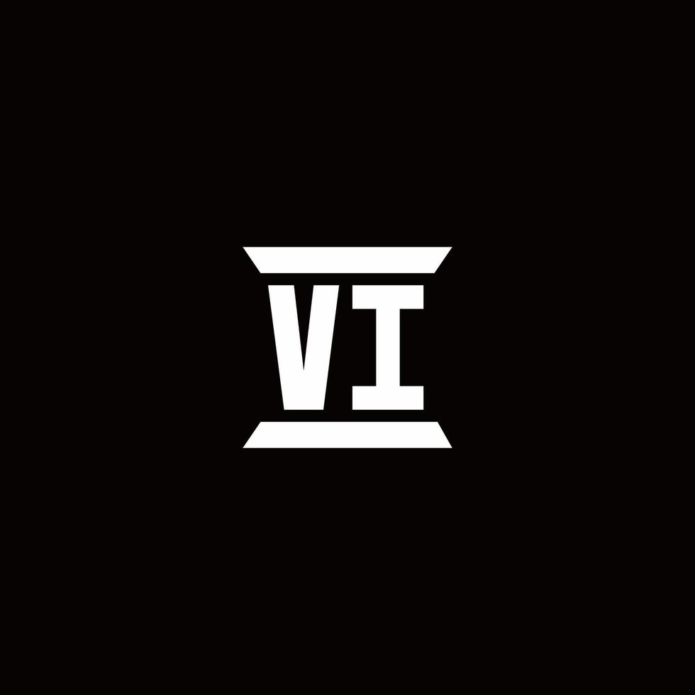 monogramme du logo vi avec modèle de conception de forme de pilier vecteur