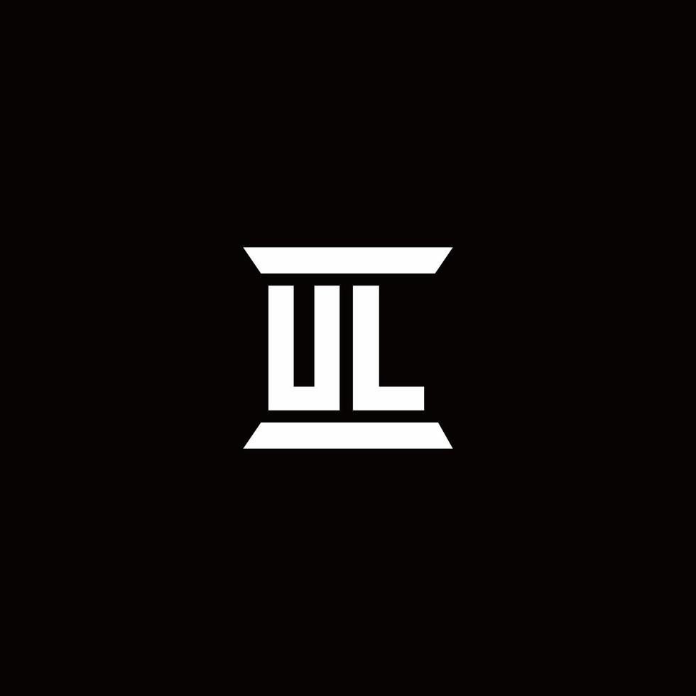 monogramme du logo ul avec modèle de conception de forme de pilier vecteur
