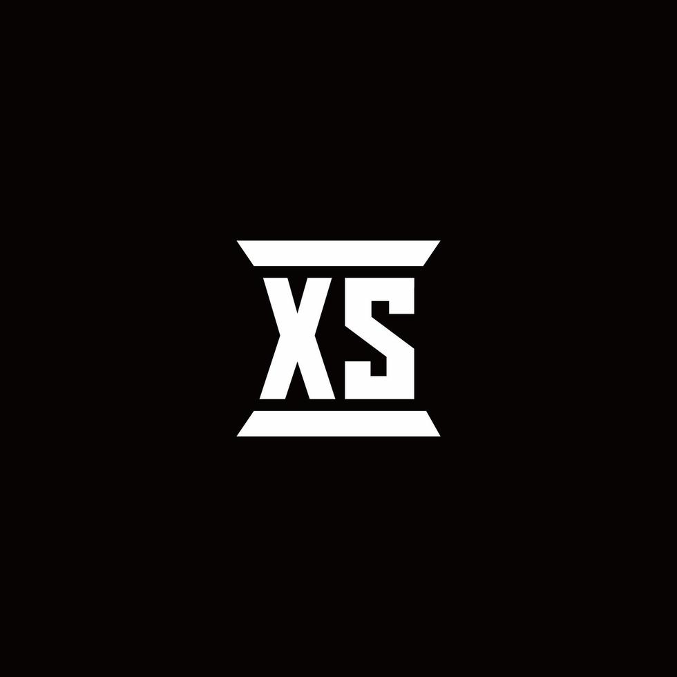 monogramme du logo xs avec modèle de conception de forme de pilier vecteur