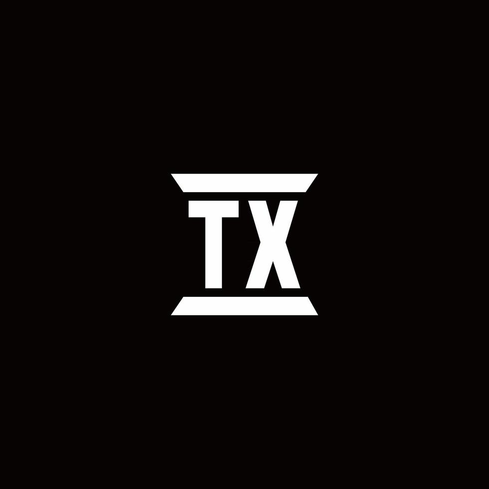 monogramme du logo tx avec modèle de conception de forme de pilier vecteur