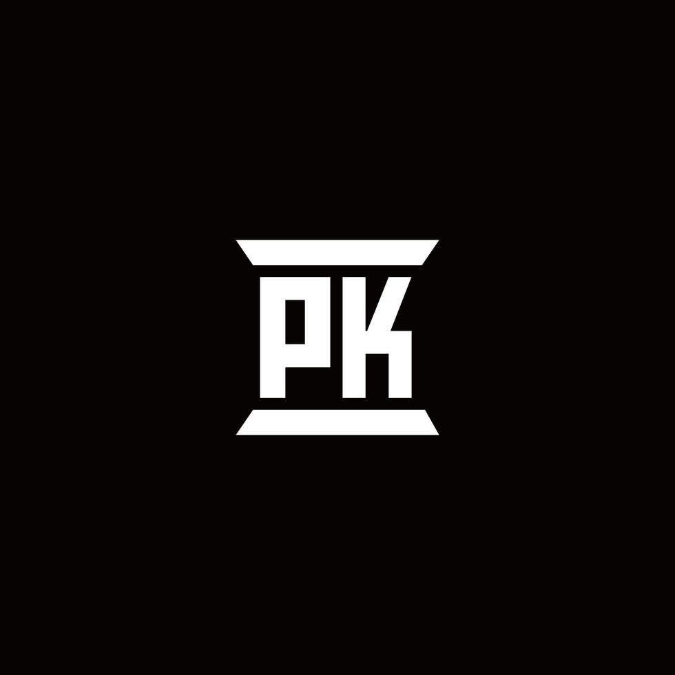 monogramme de logo pk avec modèle de conception de forme de pilier vecteur