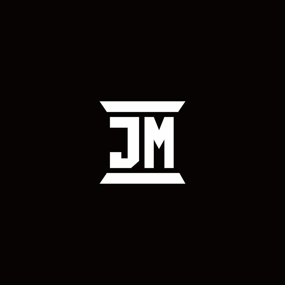 monogramme du logo jm avec modèle de conception de forme de pilier vecteur
