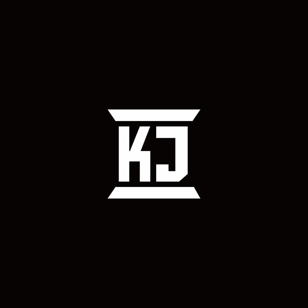 monogramme du logo kj avec modèle de conception de forme de pilier vecteur