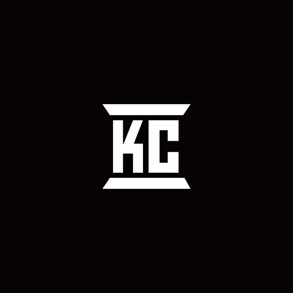 monogramme du logo kc avec modèle de conception de forme de pilier vecteur