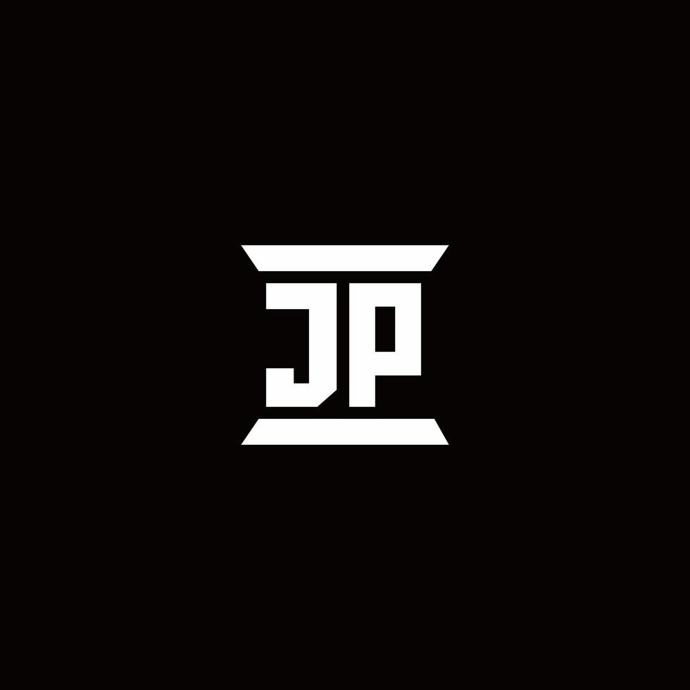 monogramme du logo jp avec modèle de conception de forme de pilier vecteur