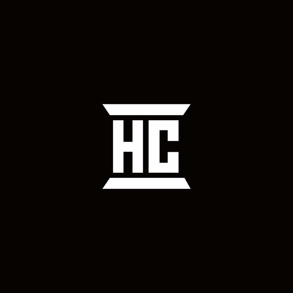 monogramme du logo hc avec modèle de conception de forme de pilier vecteur