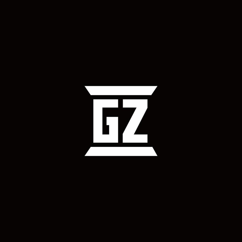 monogramme du logo gz avec modèle de conception de forme de pilier vecteur